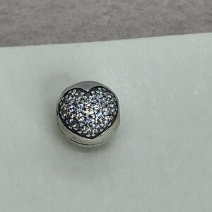 Pandora Sterling Silver Clear CZ Love of My Life Heart Pave Clip Charm 791053CZ